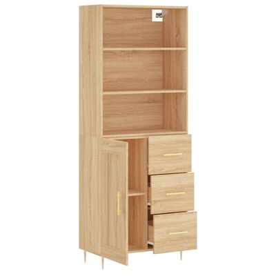 vidaXL Aparador alto madera contrachapada color roble 69,5x34x180 cm