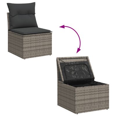 vidaXL Set de muebles de jardín 6 pzas y cojines ratán sintético gris