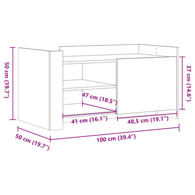 vidaXL Mesa de centro madera de ingeniería gris Sonoma 100x50x50 cm