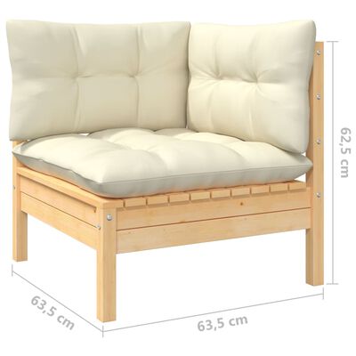 vidaXL Muebles de jardín 7 piezas cojines madera de pino color crema