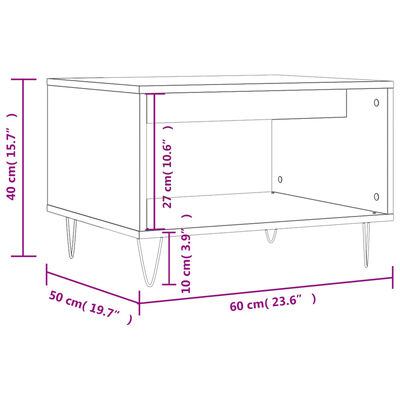 vidaXL Mesa de centro madera de ingeniería gris Sonoma 60x50x40 cm