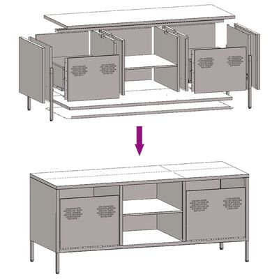 vidaXL Mueble TV acero laminado en frío verde oliva 101,5x39x43,5 cm