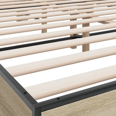 vidaXL Estructura cama madera ingeniería metal roble Sonoma 160x200 cm