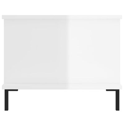 vidaXL Mesa de centro madera contrachapada blanco brillo 90x50x40 cm