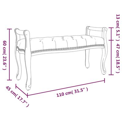 vidaXL Banco de terciopelo azul 110x45x60 cm