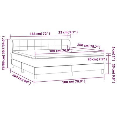 vidaXL Cama box spring con colchón terciopelo gris claro 180x200 cm