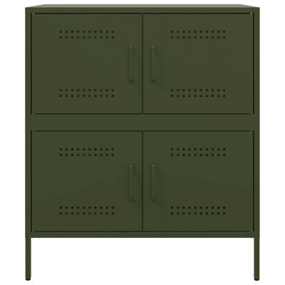 vidaXL Aparador de acero verde oliva 68x39x79 cm