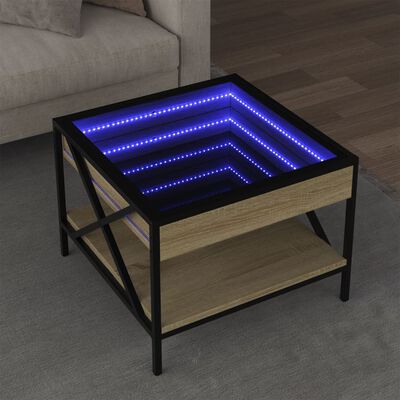 vidaXL Mesa de centro con Infinity LED roble Sonoma 50x50x38 cm