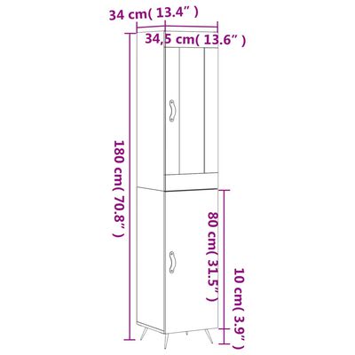 vidaXL Aparador de madera contrachapada gris hormigón 34,5x34x180 cm