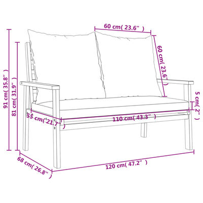 vidaXL Juego de muebles jardín 5 pzas con cojines madera maciza acacia