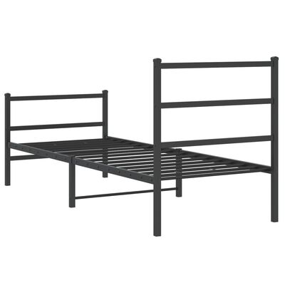 vidaXL Estructura de cama con cabecero y estribo metal negro 80x200 cm