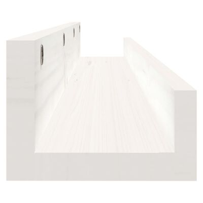 vidaXL Estantes de pared 2 uds madera maciza de pino blanco 80x12x9 cm