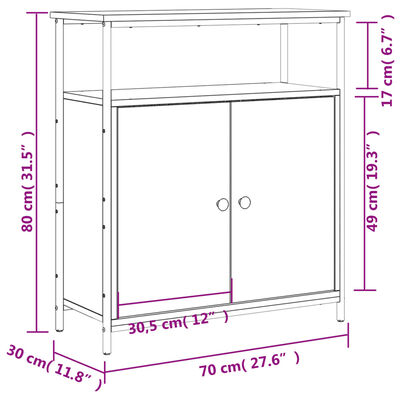 vidaXL Aparador de madera de ingeniería roble ahumado 70x30x80 cm