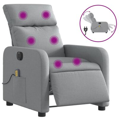 vidaXL Sillón reclinable de masaje eléctrico tela gris claro