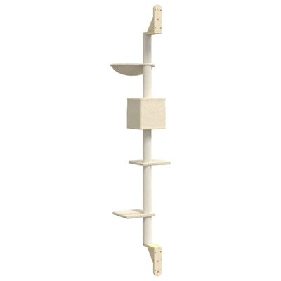 vidaXL Árbol rascador para gatos de pared crema 187 cm