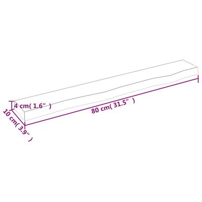 vidaXL Estante de pared madera de roble tratada marrón claro 80x10x4cm