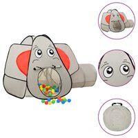 vidaXL Tienda de juegos diseño de elefante 250 bolas gris 174x86x101cm