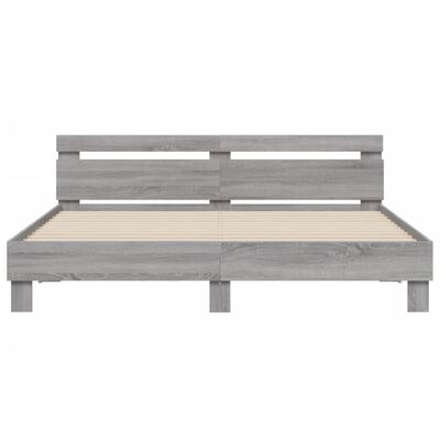 vidaXL Cama con cabecero madera de ingeniería gris Sonoma 160x200 cm