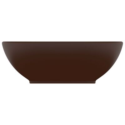 vidaXL Lavabo de lujo ovalado cerámica marrón oscuro mate 40x33 cm