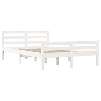 vidaXL Estructura de cama de madera maciza blanca 140x190 cm