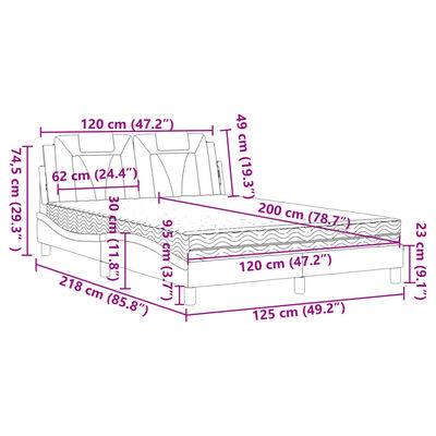 vidaXL Cama con colchón cuero sintético gris 120x200 cm