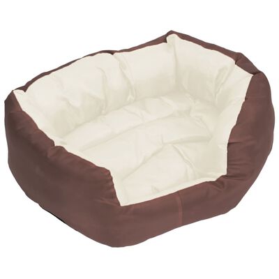 vidaXL Cojín para perro reversible y lavable marrón y crema 65x50x20cm