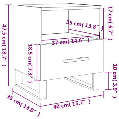 vidaXL Mesita de noche madera ingeniería gris hormigón 40x35x47,5 cm