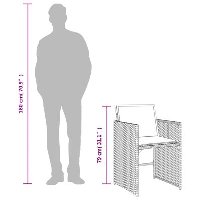 vidaXL Set comedor jardín 7 pzas y cojines ratán sintético gris