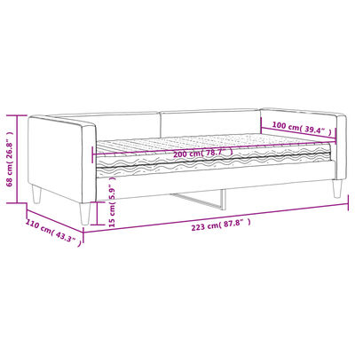 vidaXL Sofá cama con colchón tela negro 100x200 cm