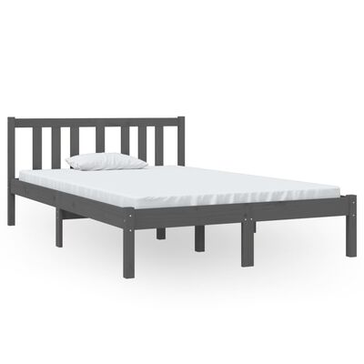 vidaXL Estructura de cama doble pequeña madera maciza gris 120x190 cm