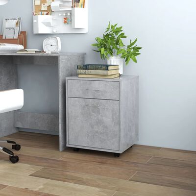 vidaXL Armario ruedas madera contrachapada gris hormigón 45x38x54 cm