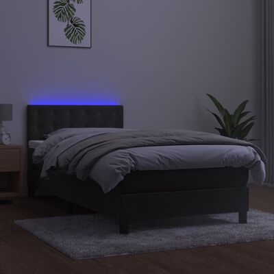 vidaXL Cama box spring colchón y LED terciopelo gris oscuro 90x190 cm