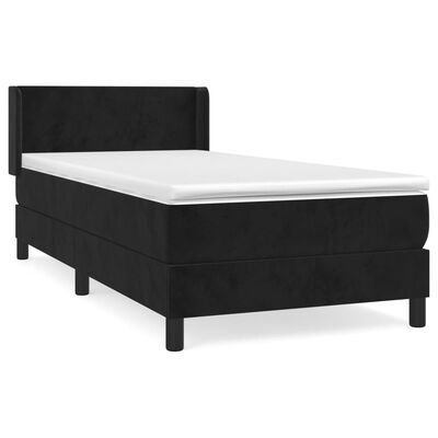 vidaXL Cama box spring con colchón terciopelo negro 80x200 cm