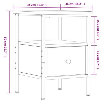 vidaXL Mesitas de noche 2 uds madera de ingeniería negro 34x36x50 cm