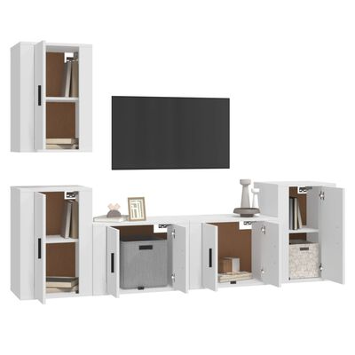 vidaXL Set de muebles para TV 5 piezas madera contrachapada blanco