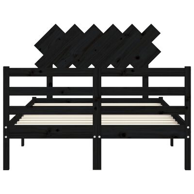 vidaXL Estructura de cama con cabecero madera maciza negro 120x200 cm