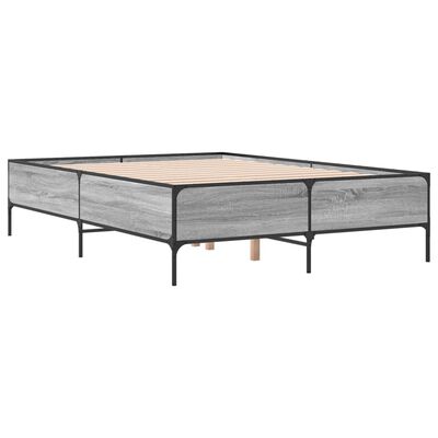 vidaXL Estructura cama madera ingeniería metal gris Sonoma 120x200 cm