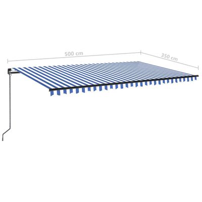 vidaXL Toldo retráctil manual azul y blanco 500x350 cm