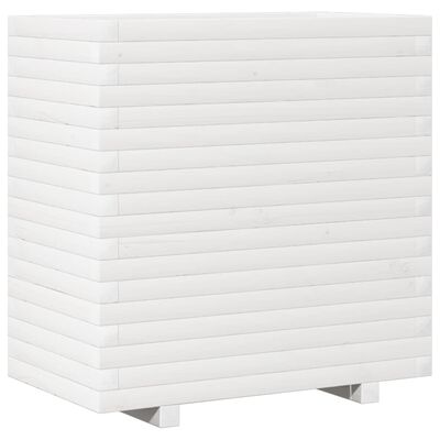 vidaXL Jardinera de madera maciza de pino blanca 70x40x72 cm