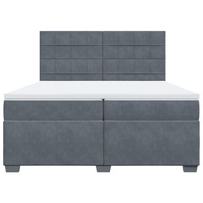 vidaXL Cama box spring con colchón terciopelo gris oscuro 200x200 cm