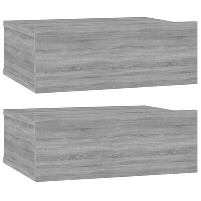 vidaXL Mesita de noche flotante 2 uds madera gris Sonoma 40x30x15 cm