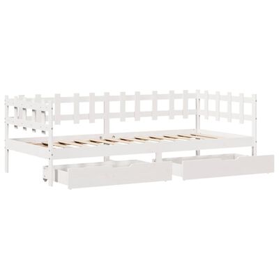 vidaXL Sofá cama con cajones madera maciza de pino blanca 80x200 cm