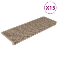 vidaXL Alfombrilla autoadhesiva escalera sisal 15 uds arena 65x21x4 cm