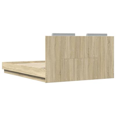 vidaXL Cama con cabecero madera de ingeniería roble Sonoma 150x200 cm
