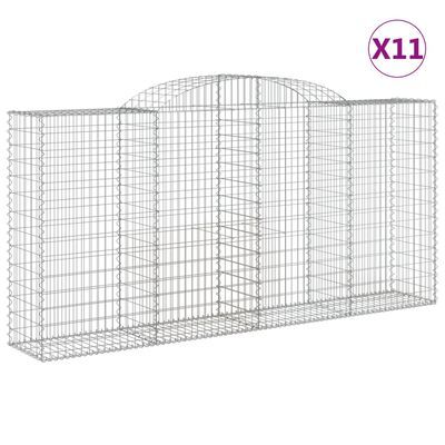 vidaXL Cestas gaviones 11 uds forma de arco hierro 300x50x140/160 cm