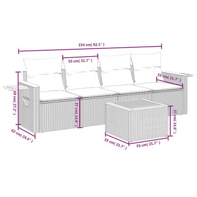 vidaXL Set de muebles de jardín 5 pzas y cojines ratán sintético negro