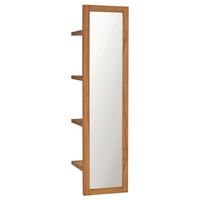 vidaXL Espejo de pared con estantes madera de teca maciza 30x30x120 cm