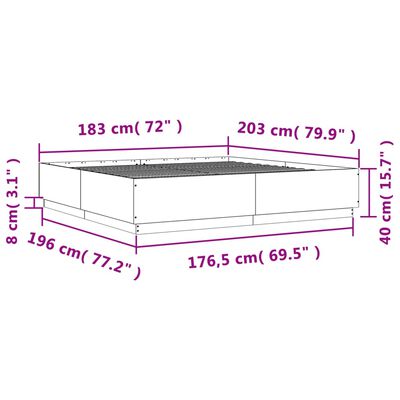 vidaXL Estructura de cama madera de ingeniería roble Sonoma 180x200 cm