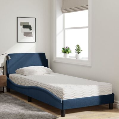 vidaXL Cama con colchón tela azul 90x190 cm