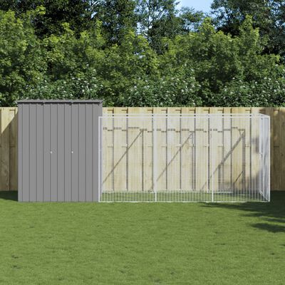 vidaXL Caseta perros corral acero galvanizado gris claro 165x455x181cm